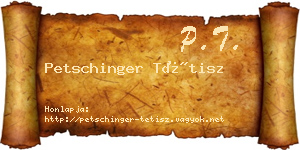 Petschinger Tétisz névjegykártya